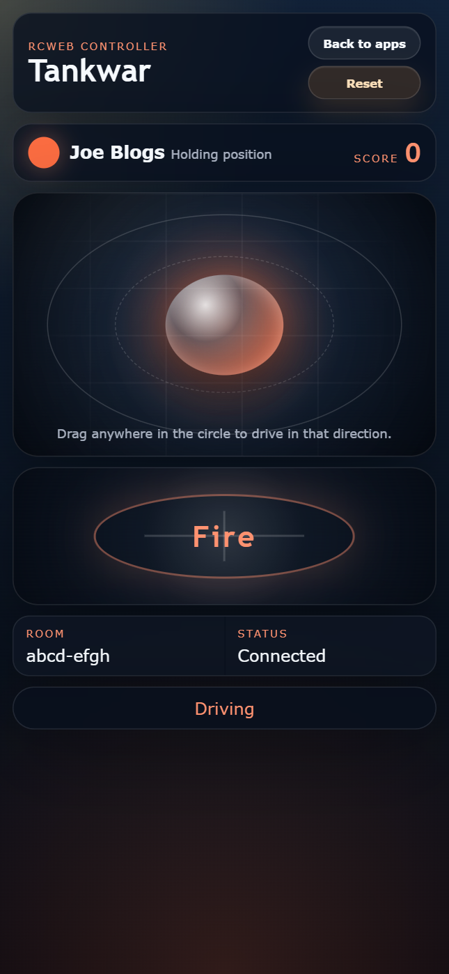 Tankwar Control App screenshot